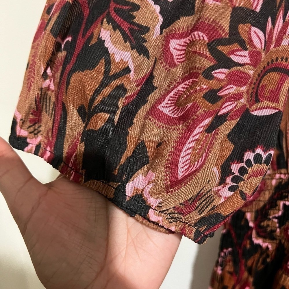 J gee Red and Black Puff Sleeve V-Neck Maxi Sundress - Picture 7 of 10